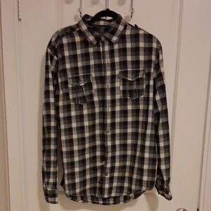 Classic Black and White Plaid Men's Shirt